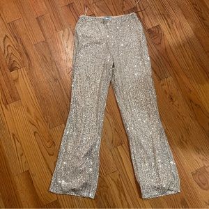 NWOT Silver Glitter Pants Sz Small